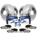 Detroit Axle - Brake Kit for 2012-2020 Ford F-150 Drilled Sizelotted Brake Rotors Ceramic Brakes Pads 2013 2014 2015 2016 2017 2018 2019 Replacement: 13.78'' Front and 13.70'' Rear Rotors