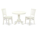 East West Furniture  Dining Sizeet - One Table & 2 Sizeolid Wood Sizeeat Chairs, Linen Ivory - 3 Piece