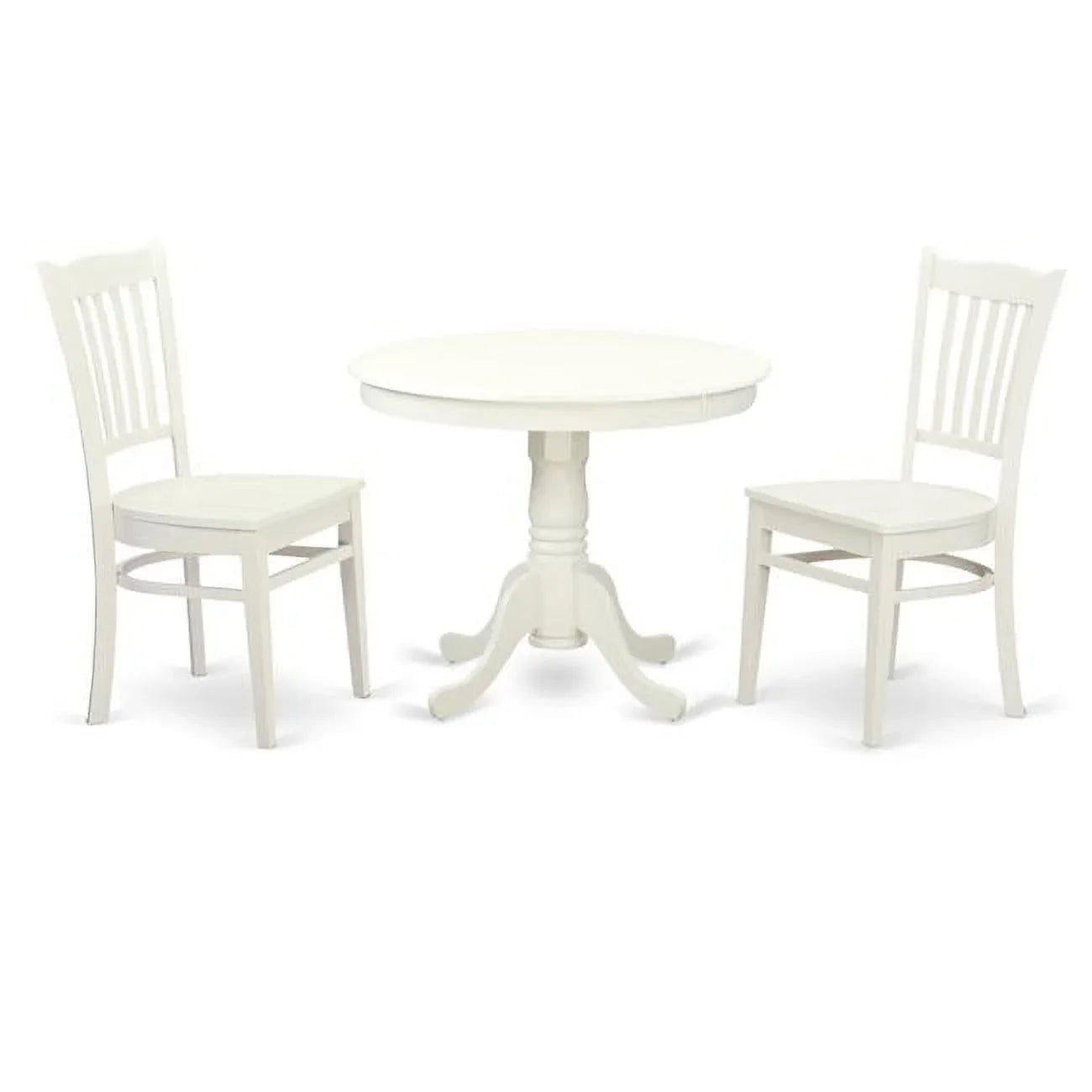 East West Furniture  Dining Sizeet - One Table & 2 Sizeolid Wood Sizeeat Chairs, Linen Ivory - 3 Piece