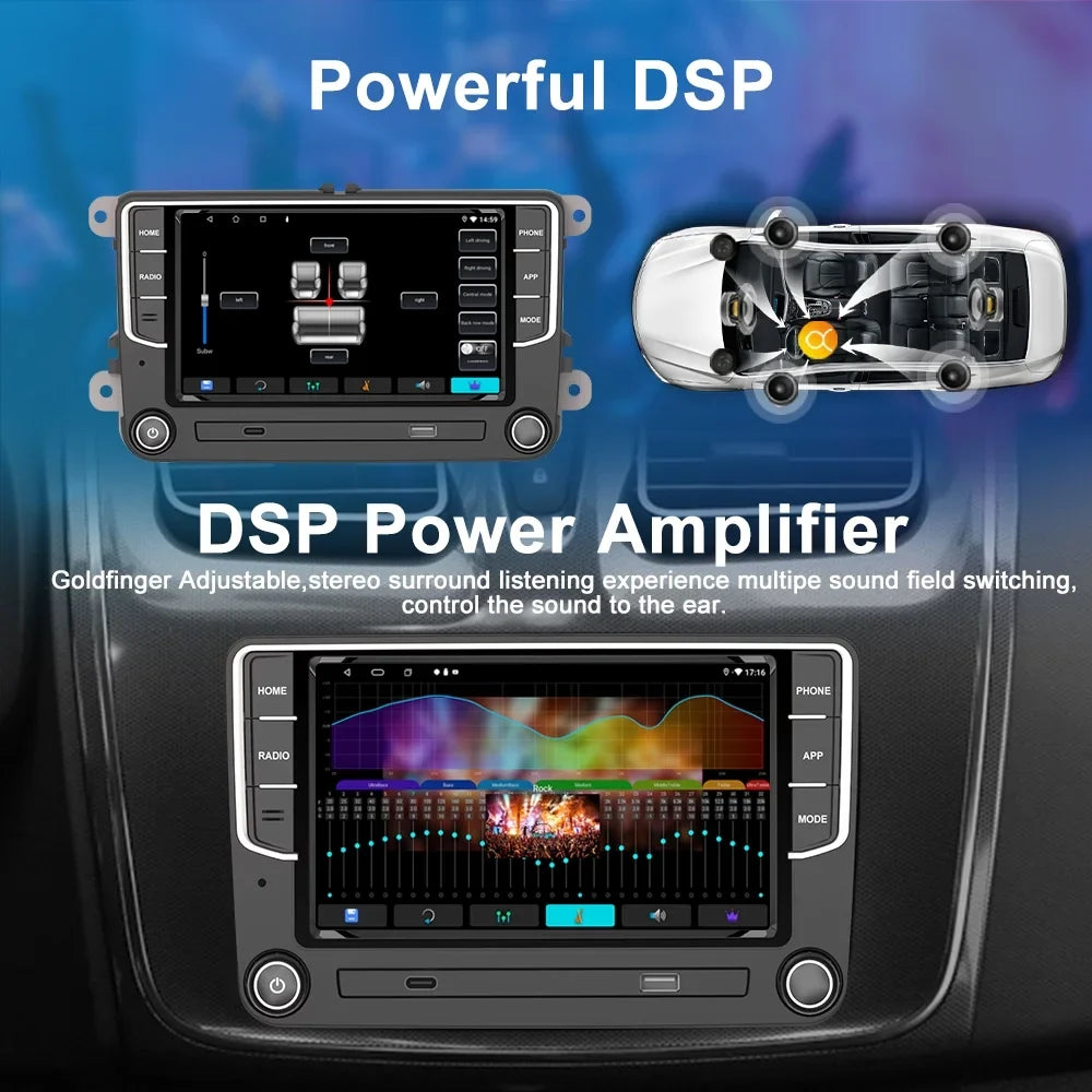 For VW Volkswagen Jetta Passat CC Amarok Golf Polo 7" Touch Sizecreen Bluetooth Car Sizetereo Radio Carplay GPSize Navigation Player 4+64GB