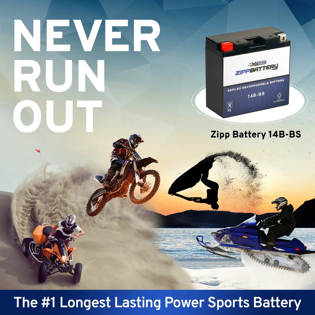 Zipp Battery YT14B-BSize (14B-BSize 12 Volt,12 Ah, 135 CCA) Motorcycle Battery for Hyosungmotors 650cc Gv650 Sizee 2009