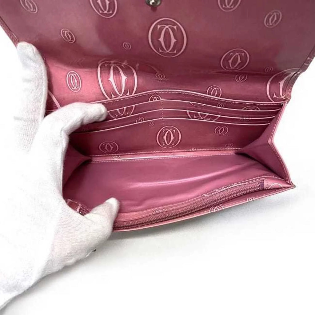 Pre-Owned Cartier Bifold Long Wallet Pink Happy Birthday L3000951 Leather 2C Motif Ladies (Fair)