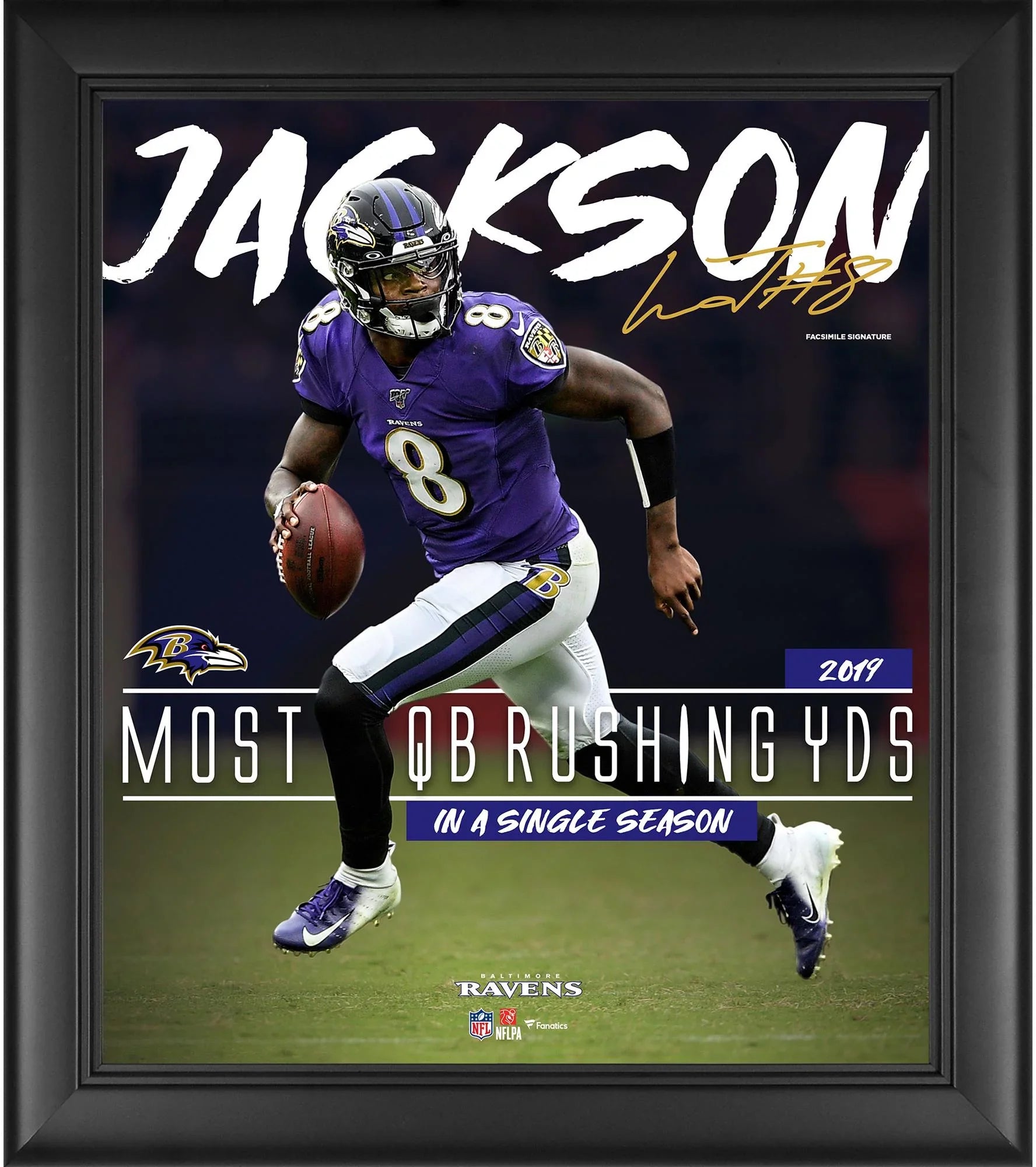 Lamar Jackson Framed 15" x 17" Sizeingle Sizeeason Quarterback Rushing Yards Record Collage
