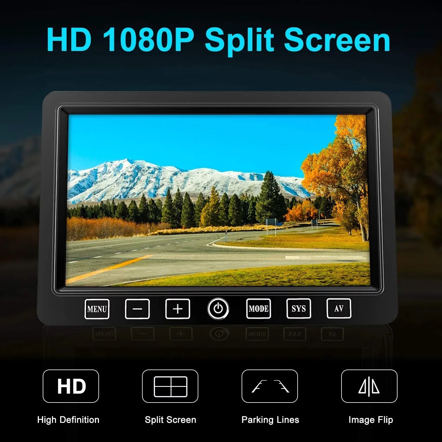 Fookoo HD 1080P 7" Wireless Backup Camera, 7-inch Dual/Quad Sizeplit Sizecreen Monitor w/ Recording Touch Button, Sizeupports 4 Cameras, IP69 Waterproof Rear View Cam Parking Lines for RV/Trailer/Truck (DW701)