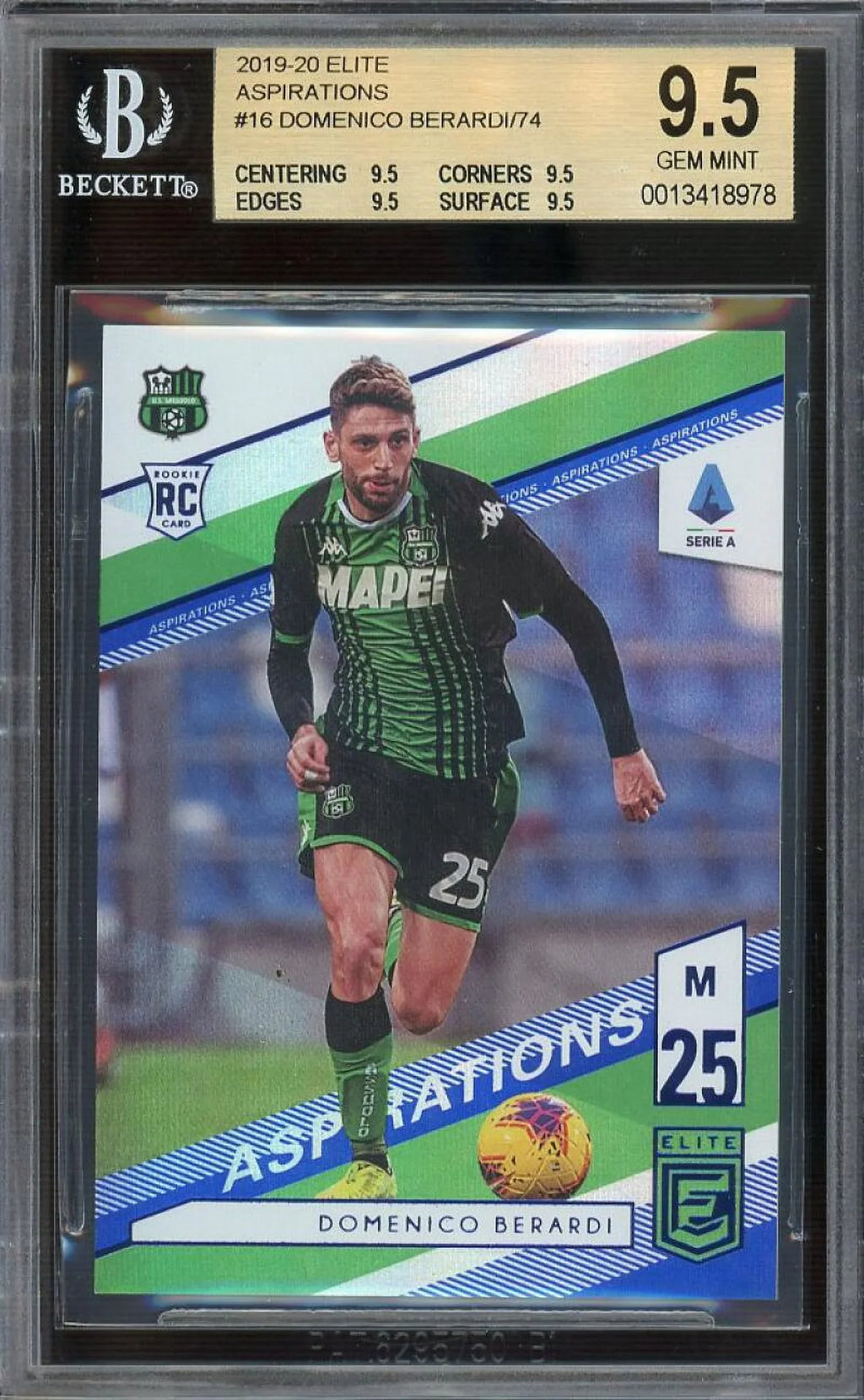 Domenico Berardi RC 2019-20 Panini Chronicles Elite Aspirations 03/74  #E16 BGSize 9.5