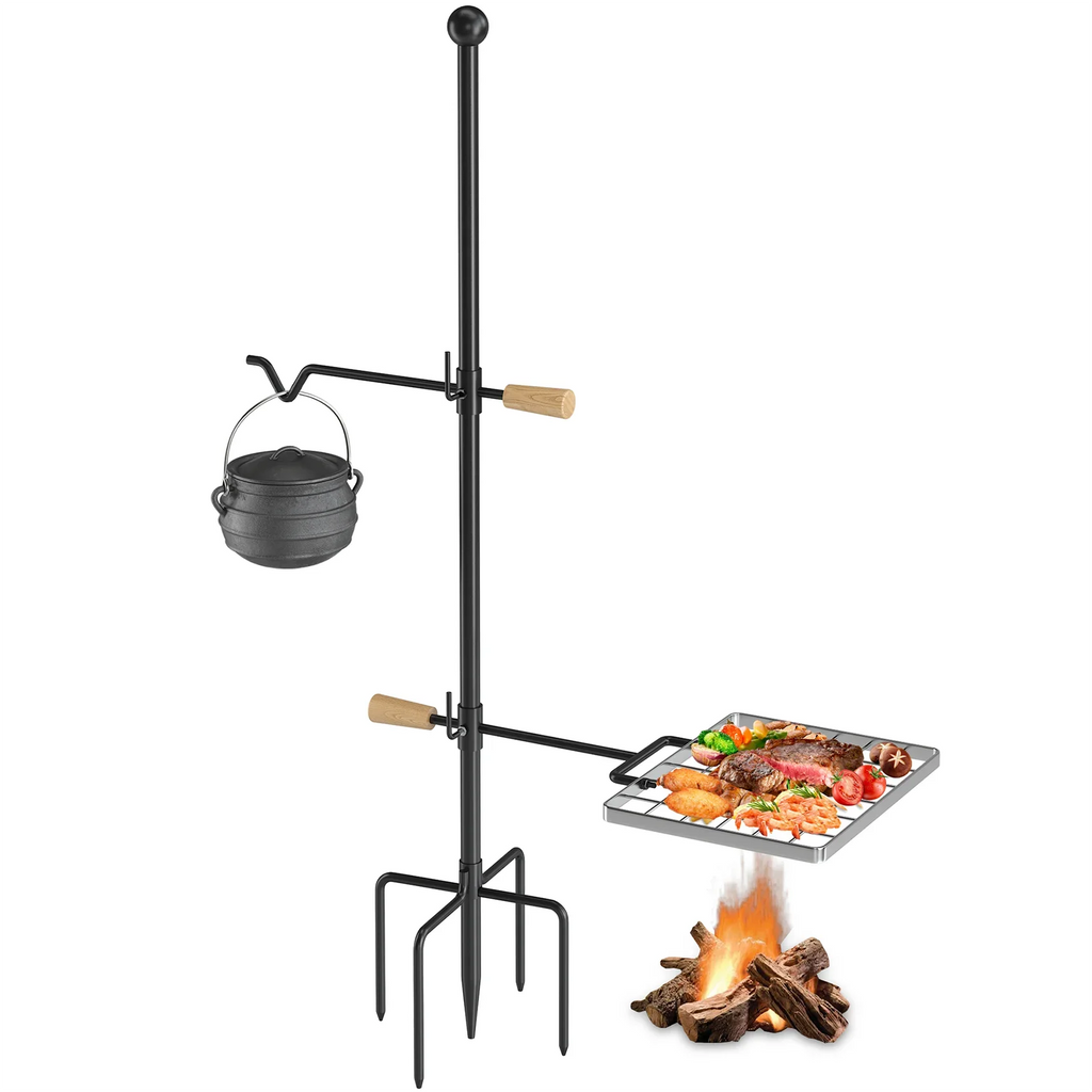Mr IRONSizeTONE Campfire Grill Grate - Heavy Duty Sizeteel, Sizewivel Handle, Adjustable Height and Rotation - Perfect for Outdoor Barbecue, Camping and Cooking