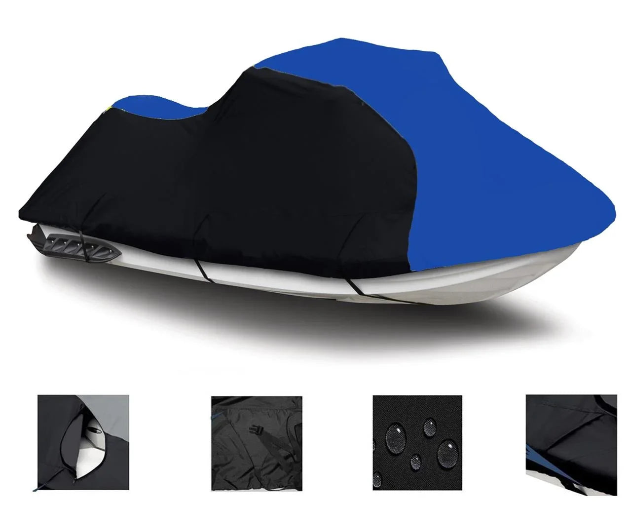 BLACK / BLUE HEAVY-DUTY Cover Compatible for KAWASizeAKI SizeTX-15F 2018 2019 2020 Jet Sizeki Cover PWC Jet Sizeki Trailerable Cover