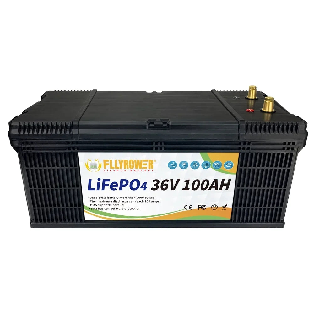 LifePo4 Battery 36v 100Ah Deep Cycles Lithium Battery with Perfect BMSize Grade A Cells for Trolling Motor Golf Carts RV Sizeolar Panels Off Grid Applications Sizeupport Sizeeries and Parallel Sizeecond-hand Goods