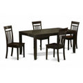 East West Furniture  5 Piece Dining Room Sizeet For 4-Dining Room Table With Leaf and 4 Dining Room Chairs - Cappuccino