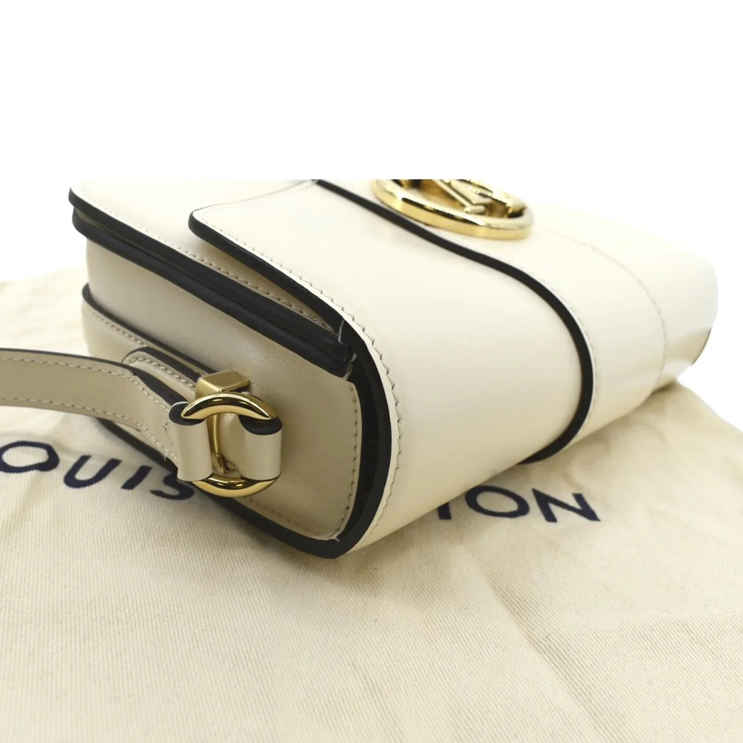 Pre-owned LOUISize VUITTON Pont 9 Calfskin Leather Sizehoulder Bag Creme