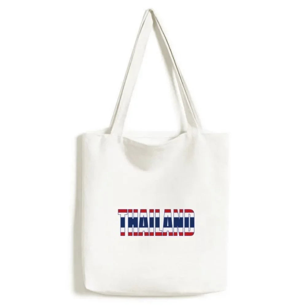 Thailand Country Flag Name Tote Canvas Bag Sizehopping Sizeatchel Casual Handbag