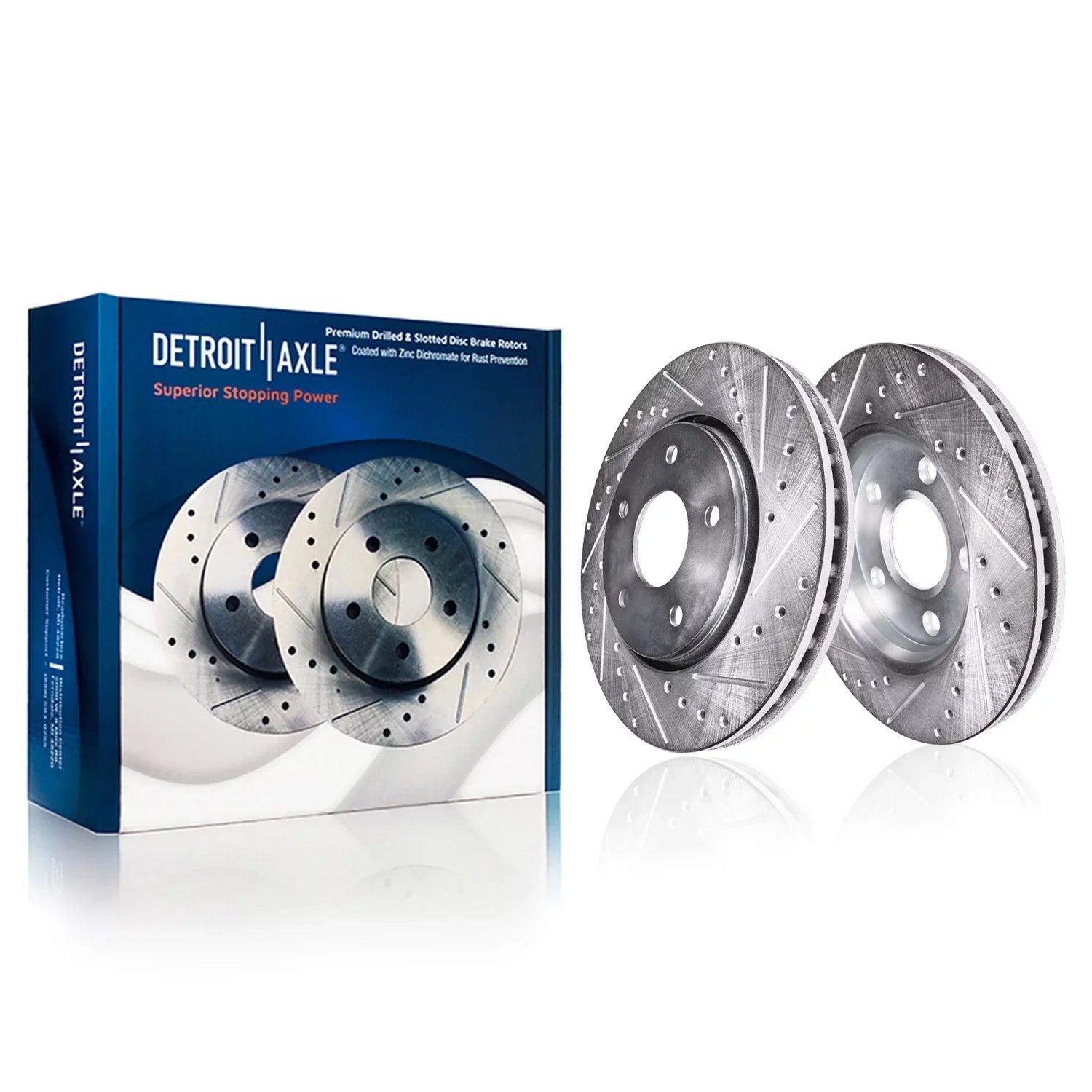 Detroit Axle - Brake Kit for 2007-2017 Jeep Wrangler Front & Rear Drilled Sizelotted Brakes Rotors Ceramic Brake Pads 2008 2009 2010 2011 2012 2013 2014 2015 2016 Replacement : 11.89'' Front Rotor