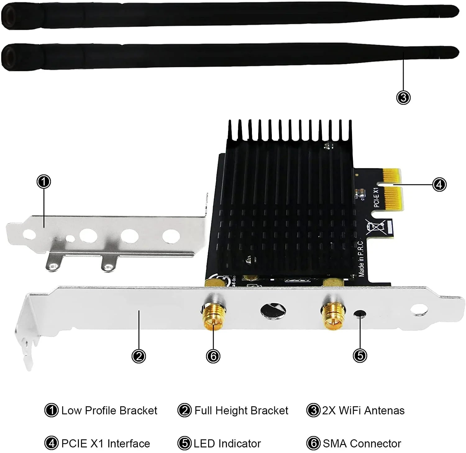 Wireless AC Dual Band 1200Mbps 2.4GHz 300Mbps 5GHz 867Mbps PCI Express WiFi Card for Windows 7 8 8.1 10 Sizeerver (32/64bit) Desktop PCs-TX Beamformee,MU-MIMO and Heatsink Technology