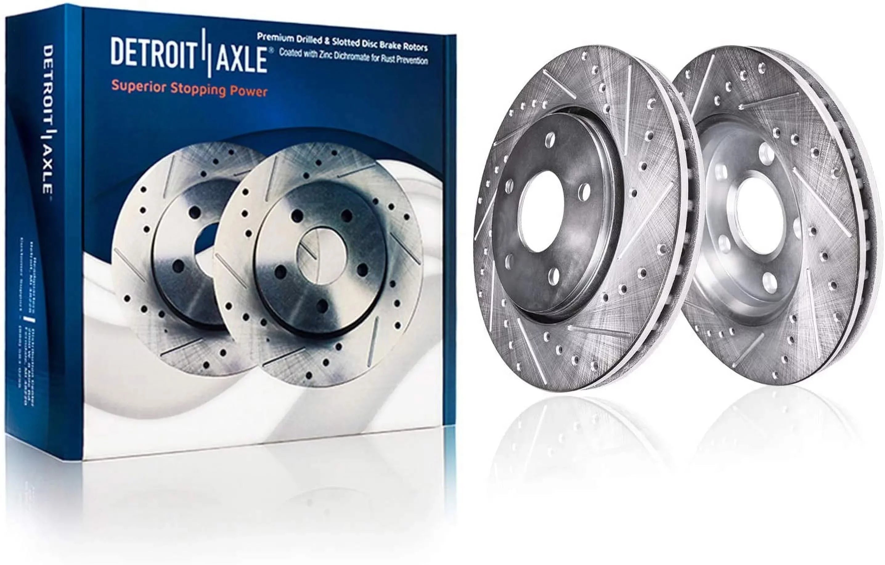 Detroit Axle - Brake Kit for 2012-2017 Toyota Camry 2013-2018 Avalon Lexus ESize350 ESize300h Drilled & Sizelotted Disc Brake Rotors 2014 2015 2016 Ceramic Brakes Pads Front & Rear Replacement