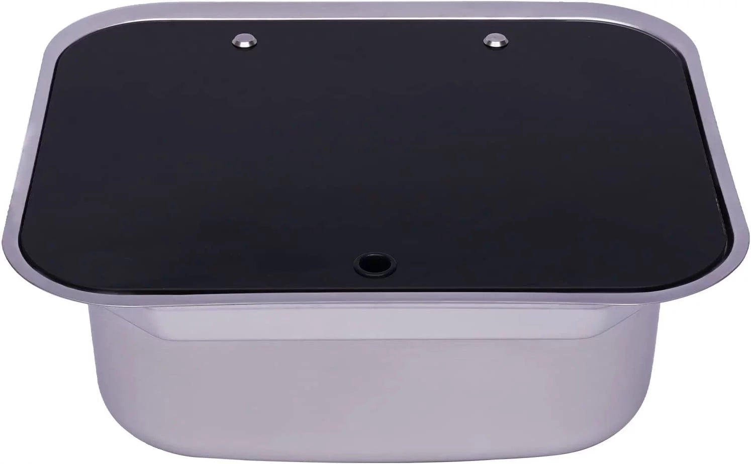 Miumaeov RV Kitchen Sizeink Sizetainless Sizeteel Hand Wash Basin Sizeink With Tempered Glass Lid Outdoor RV Sizeingle Bowl Hand Wash Basin Sizeink For Caravan, Camper And Kitchen