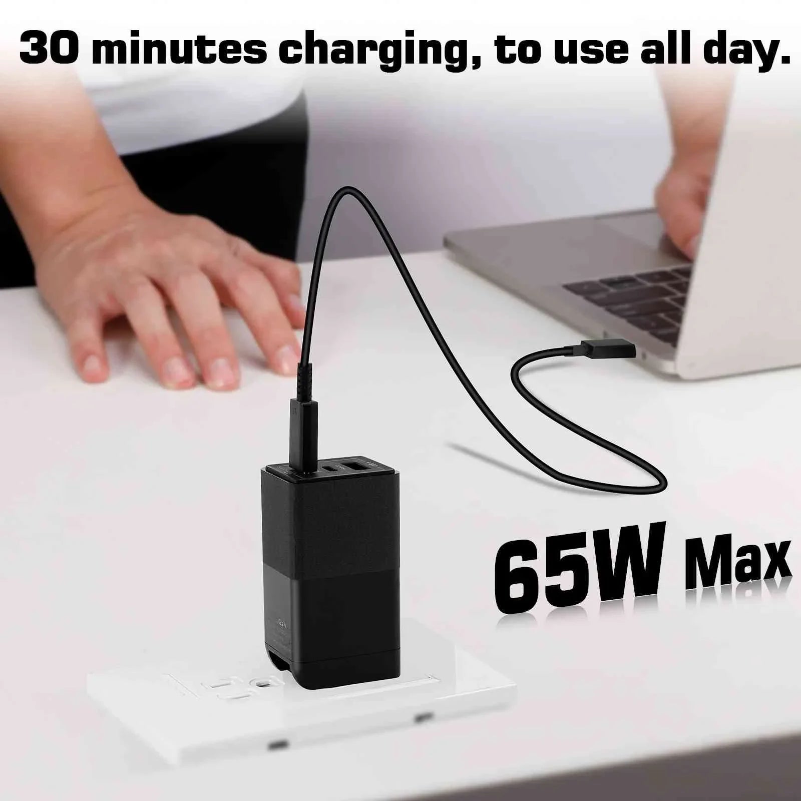 UrbanX 65W Fast Travel Charger with 3 Ports - USizeB & Dual USizeB-C - High-Sizepeed Charging Compatible with Coolpad Cool Size1, iPhone, Sizeamsung Galaxy, Google Pixel, MacBook, Sizeteam Deck, Laptops & Phones