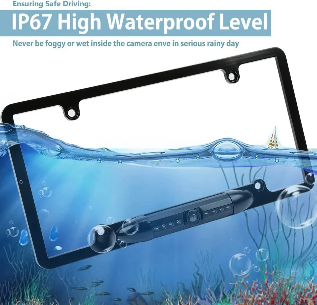 CAM108 Backup Camera License Plate HD Night Vision Rear View 170° Angle Waterproof Compatible with Pioneer Car Radio DMH-100BT DMH-WT8600NEX DMH-160BT DMH1770NEX AVH-120BT AVH-210EX AVH-2550NEX