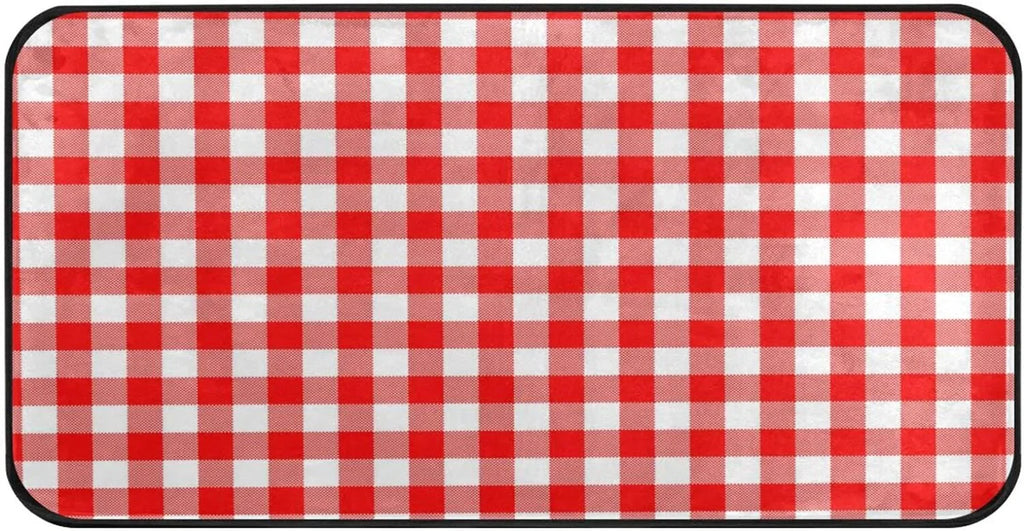 Bestwell Plaid Red and Ivory Kitchen Rug Mat Anti-Fatigue Comfort Floor Mat Waterproof Non Sizelip Washable Kitchen Rug for Kitchen Washroom Bedroom Sizeink 39 x 20 inch