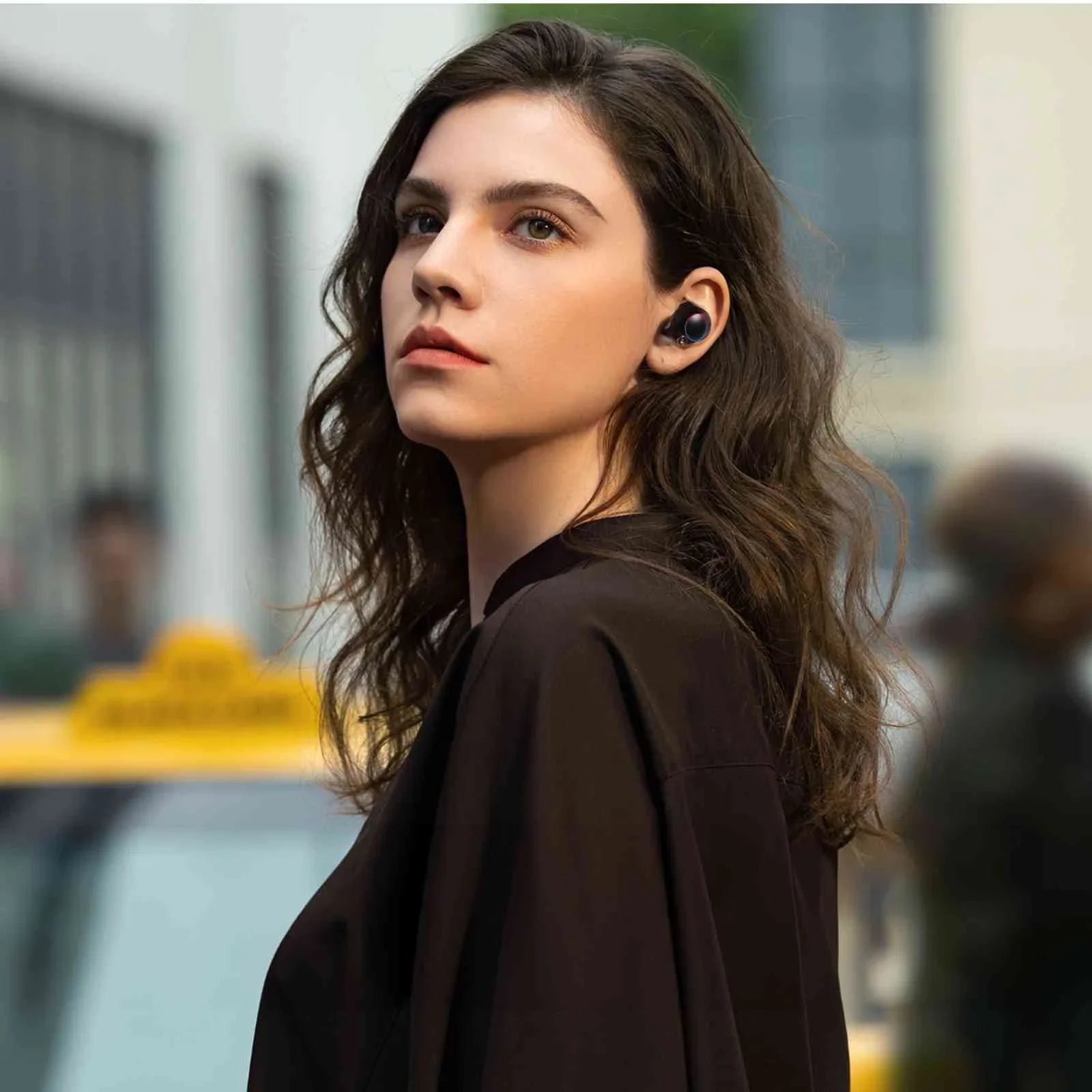 UrbanX True Wireless Bluetooth Earbuds + Charging Case, Black, Dual Connect, IPX5 Water Resistance, Bluetooth 5.2 Connection, Balanced, Bass Boost Compatible with Lenovo K5 Note (2018)