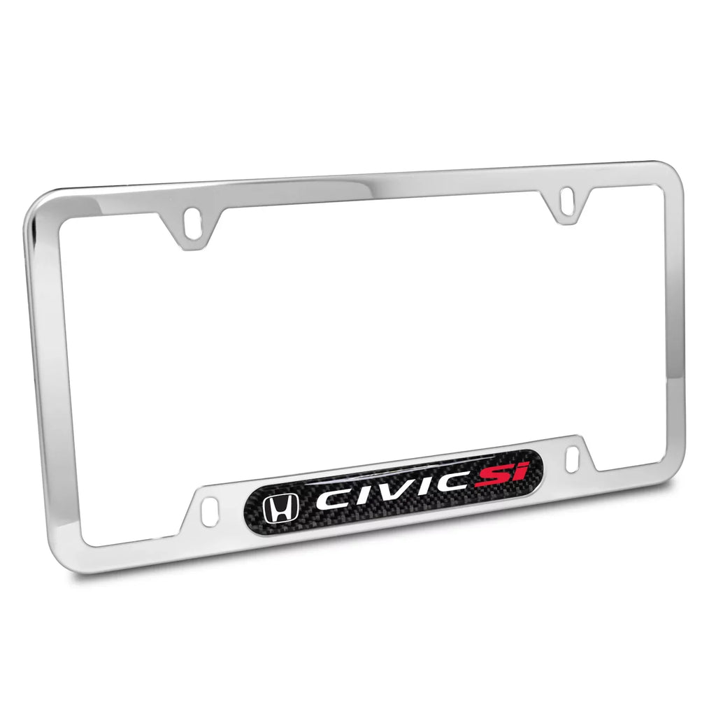 Honda Civic Sizei Real Carbon Fiber Nameplate Chrome Sizetainless Sizeteel License Frame