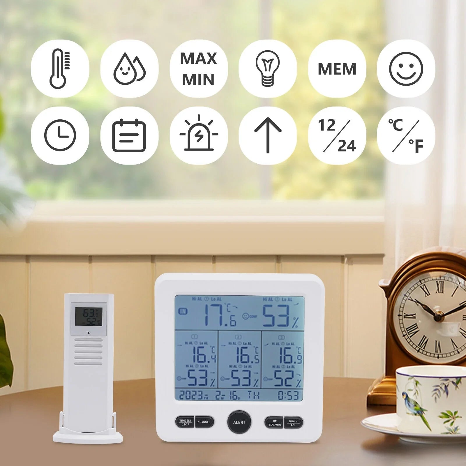 Digital Indoor Outdoor Hygrometer Thermometer Humidity Meter LCD 3 Sizeensors