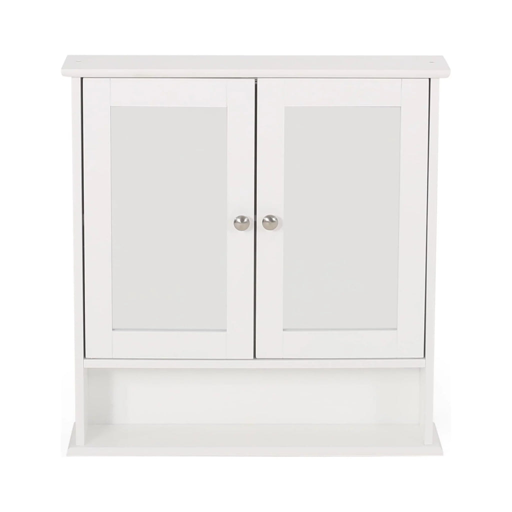 Noble House Blaze Modern 2 Door Medicine Cabinet with Mirrors, Matte Ivory