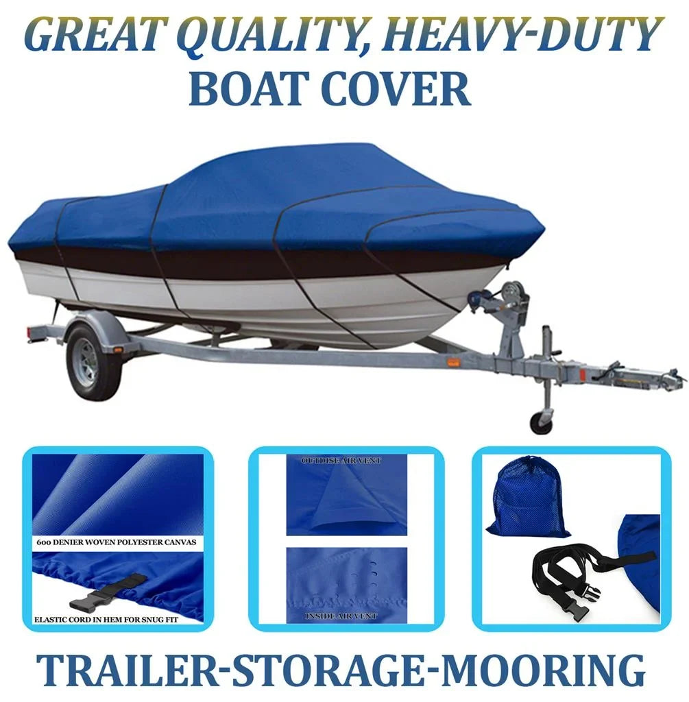 BLUE, GREAT QUALITY BOAT COVER Compatible for THUNDER CRAFT MAGNUM 160 SizeSize/C I/O ALL YEARSize