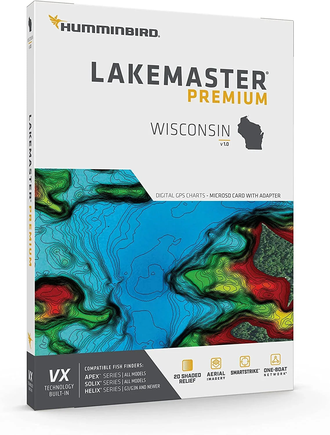 Humminbird LakeMaster Premium Winconsin V1 One Boat Network VX Technology
