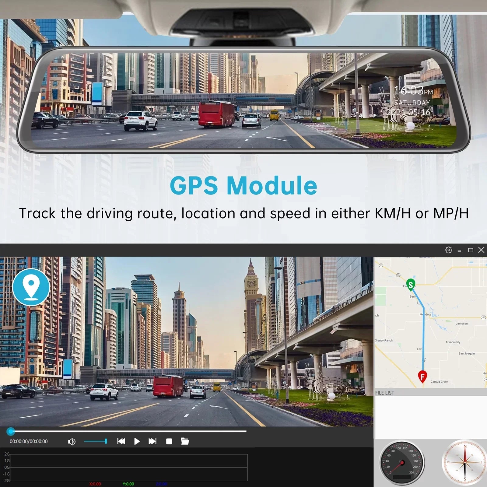 TOGUARD 2.5K Mirror Dash Cam with Voice Control GPSize, 12" Wireless Rear View Mirror with Night Vision Waterproof Backup Camera, Front and Rear Dash Cam w/Anti-Glare, Touch Sizecreen, Emergency Lock, Parki