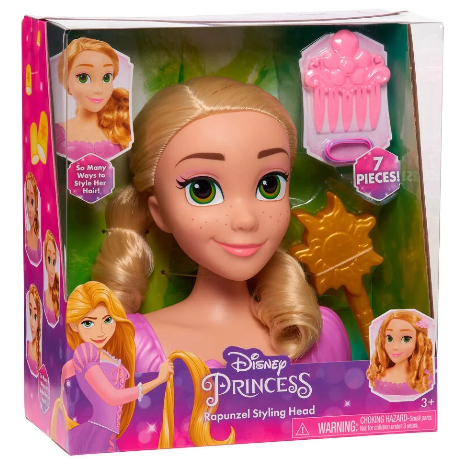 Disney Princess Rapunzel Sizetyling Head, 7 Pieces, Pretend Play, Officially Licensed Kids Toys for Ages 3