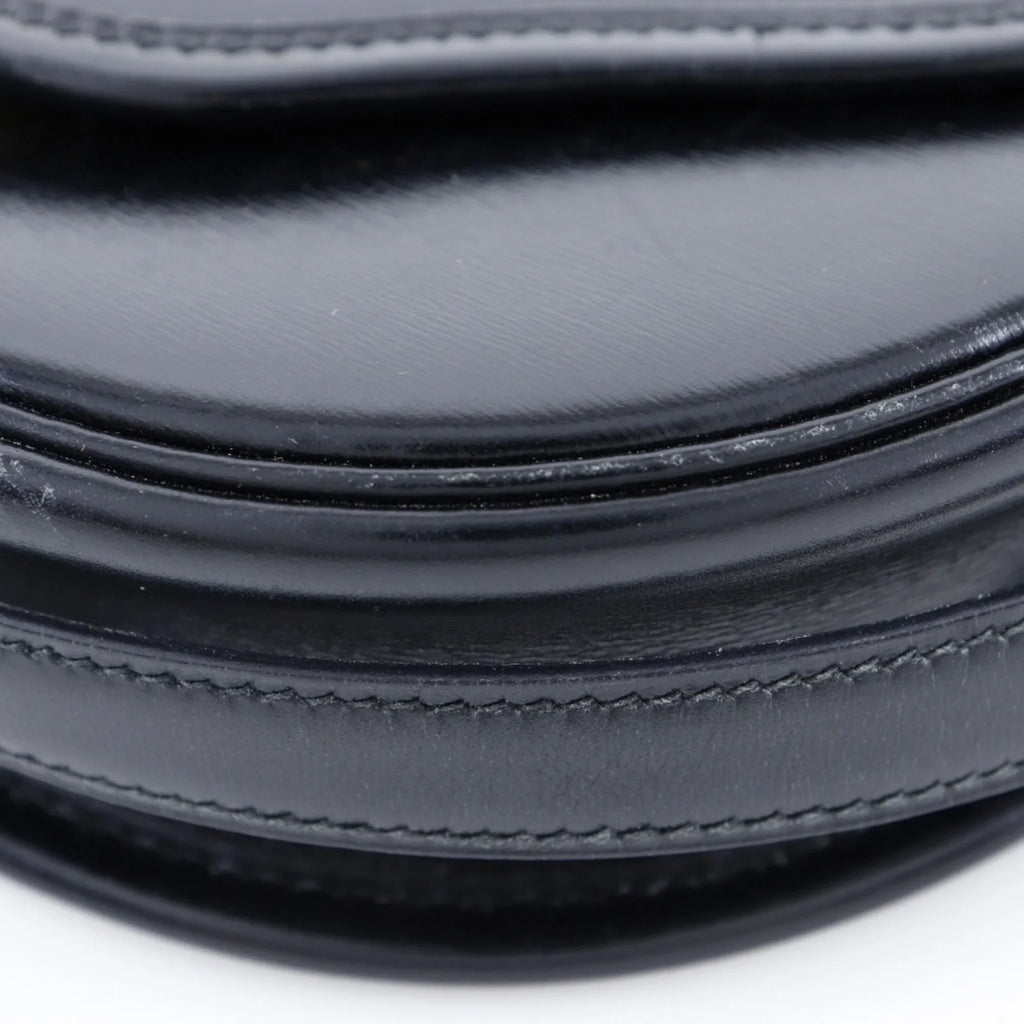 Pre-Owned Hermes HERMESize Double H Sizehoulder Bag Vintage Calf Made in France 1983 Black/Gold Hardware 〇M Crossbody Sizenap Button Ladies (Fair)