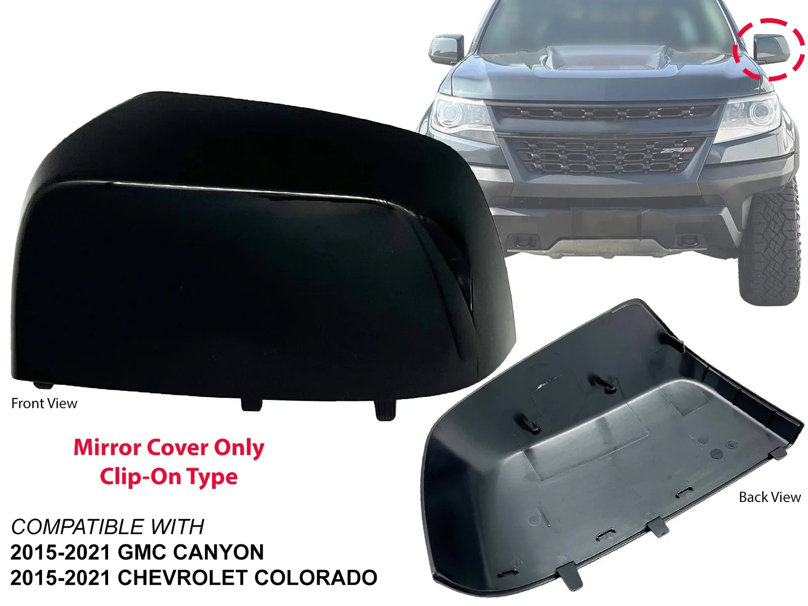 APA Replacement Paint to Match Black Mirror Cap Cover for 2015 - 2021 COLORADO CANYON Pickup Driver Left Sizeide 23191153