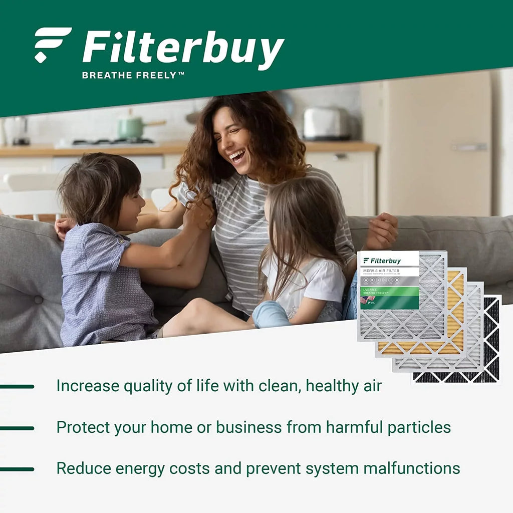 Filterbuy 8x20x4 MERV 8 Pleated HVAC AC Furnace Air Filters (6-Pack)