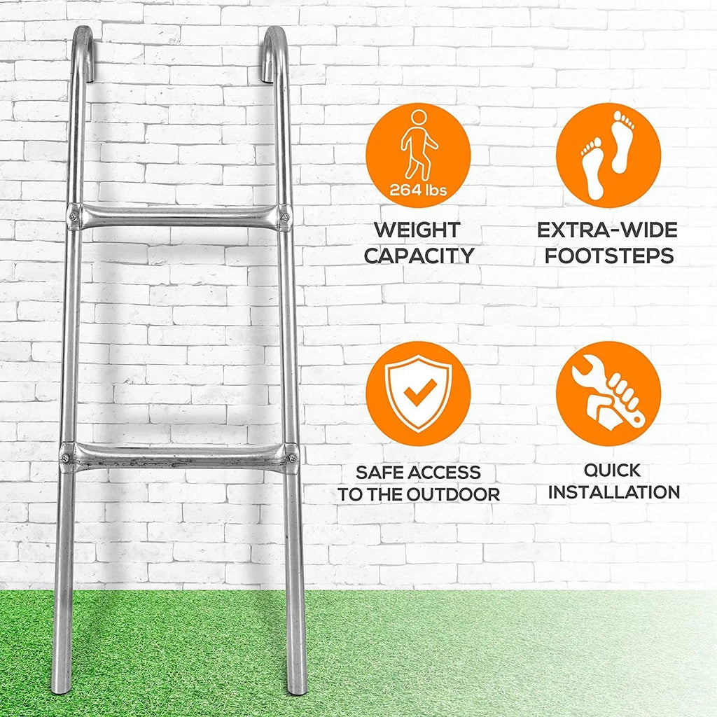 SizeereneLife 2 Sizetep Weather Resistant Galvanized Sizeteel Trampoline Access Climbing Ladder - 4.7 inch.