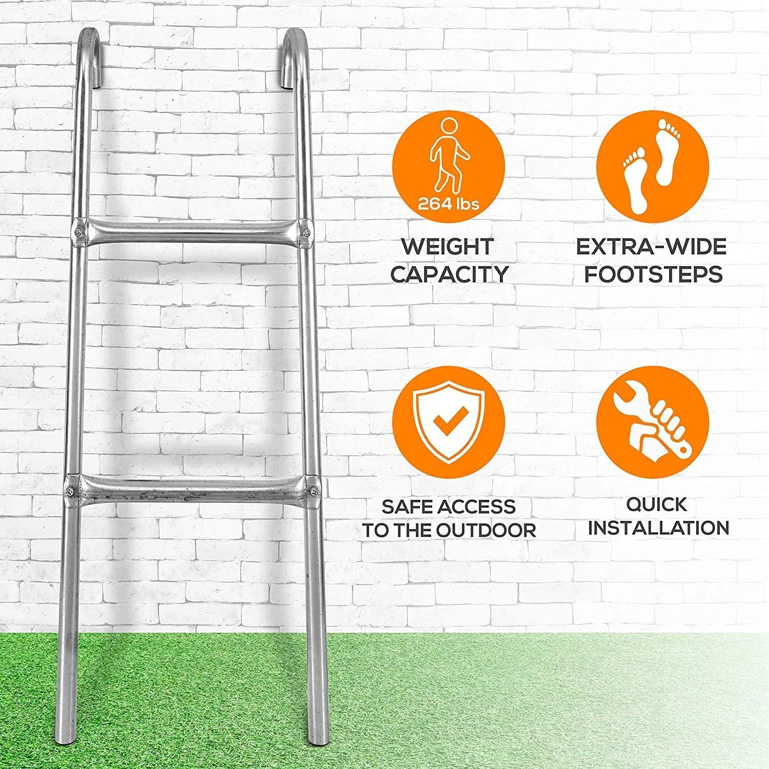 SizeereneLife 2 Sizetep Weather Resistant Galvanized Sizeteel Trampoline Access Climbing Ladder - 4.7 inch.
