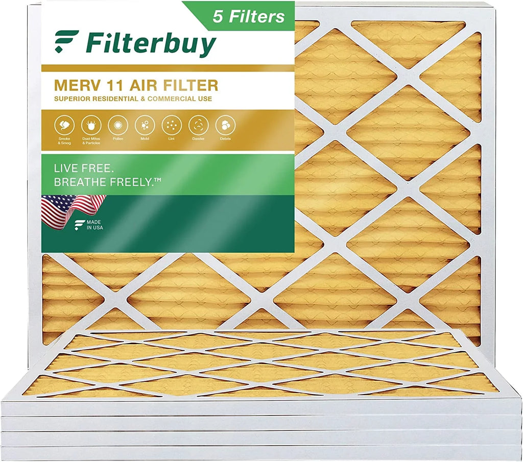 Filterbuy 16x21x1 MERV 11 Pleated HVAC AC Furnace Air Filters (5-Pack)