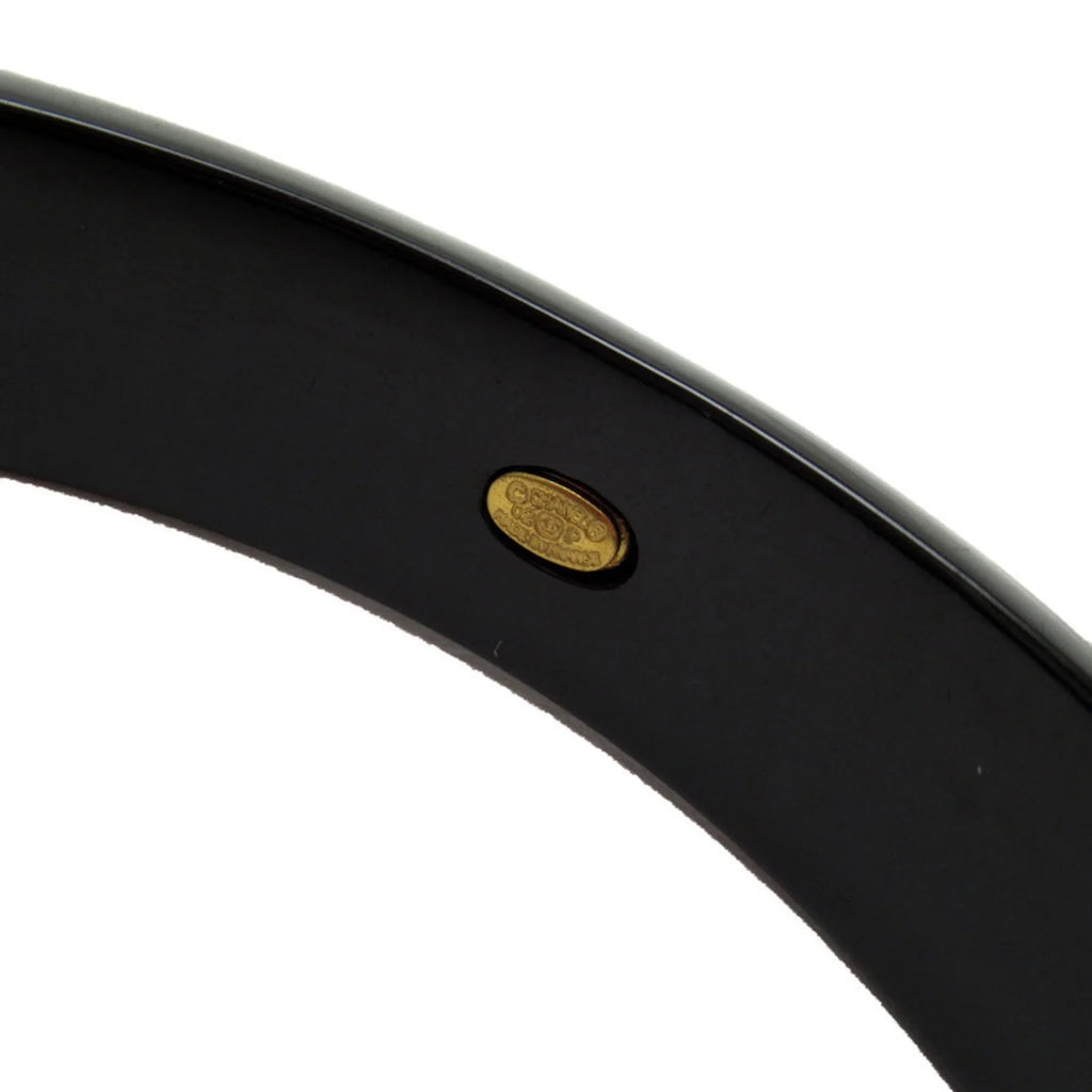 Pre-Owned CHANEL Bangle Bracelet Camellia Coco Mark Wood Black/Beige Women's (Good)
