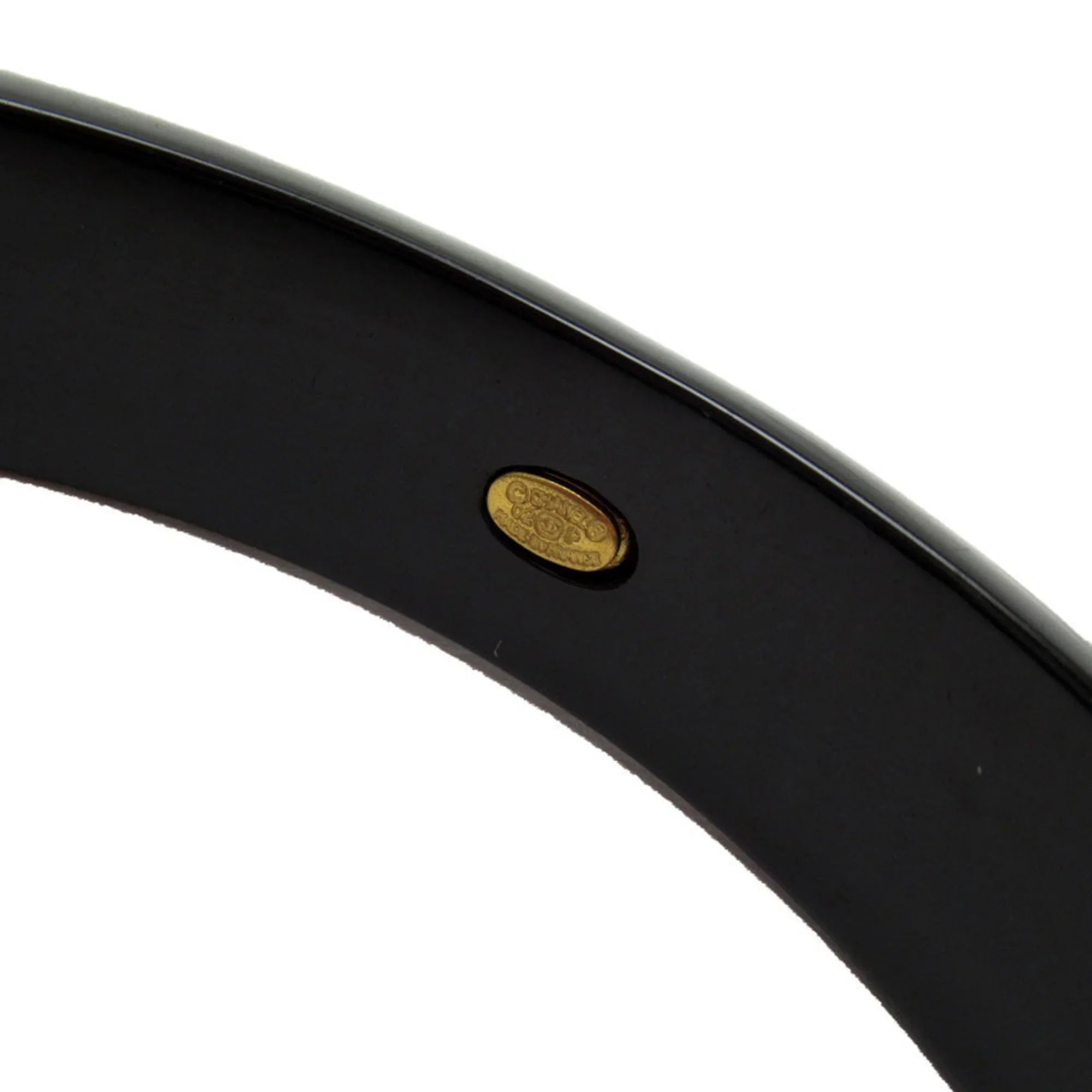 Pre-Owned CHANEL Bangle Bracelet Camellia Coco Mark Wood Black/Beige Women's (Good)