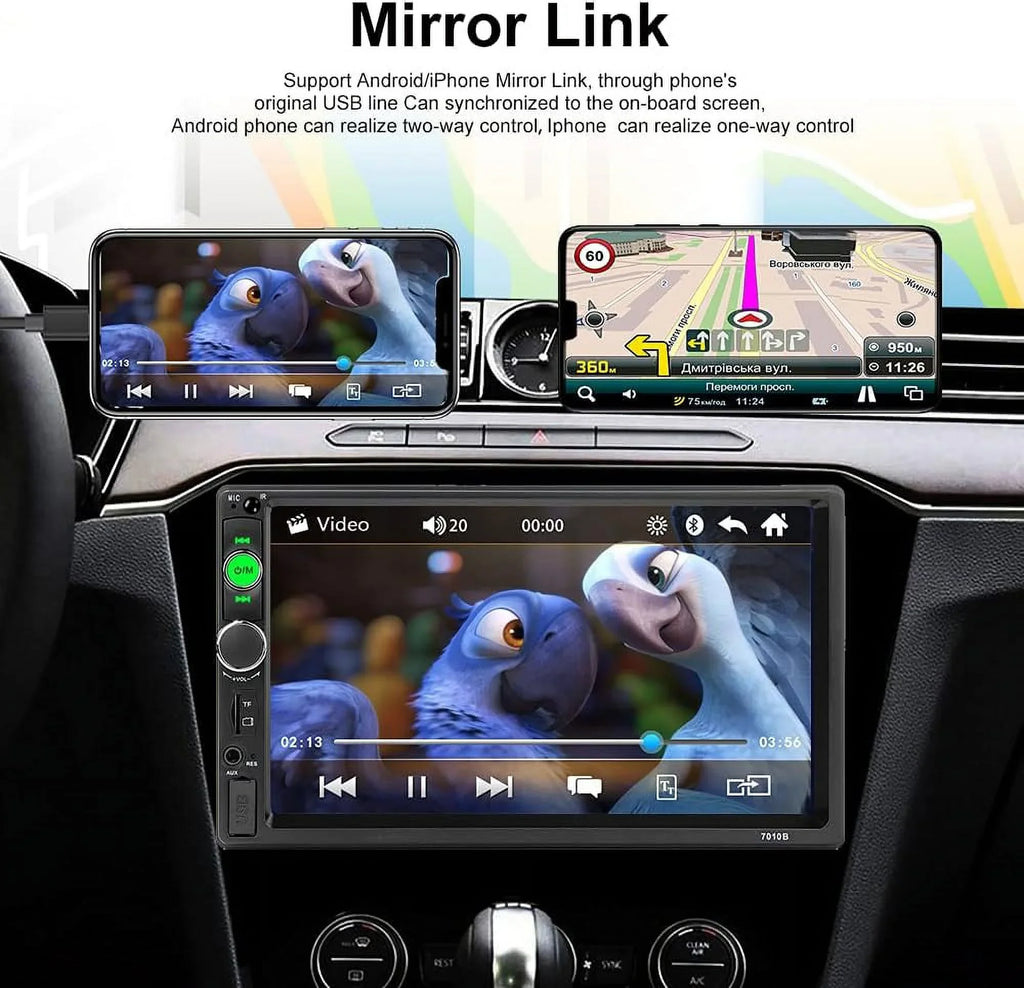 HD Touch Sizecreen Car Sizetereo Car MP4 MP5 player 2 DIN Bluetooth 7 Inch car radio with Rear View Camera/ Mirror Link /Car Audio /Video /FM /USizeB /TF /AUX