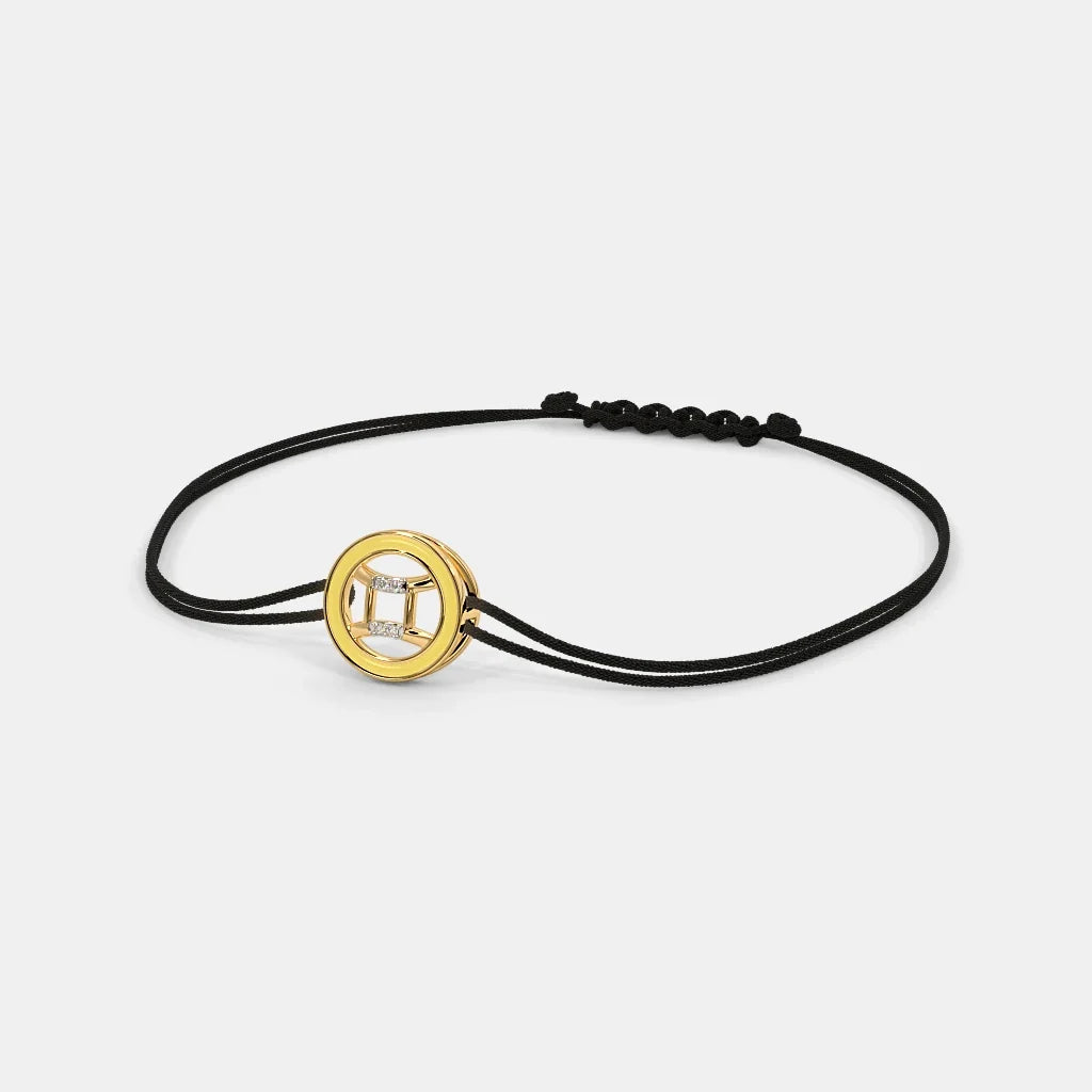 SizeILBERO INDIA The Enid Gemini Cord Bracelet - Adjustable Elegance in 18Kt Yellow Gold