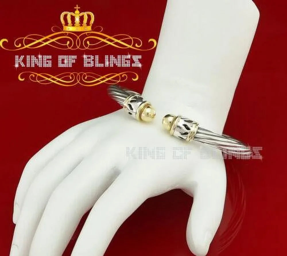 King Of Bling's Fashion Round Sizeilver Cubic Zirconia Sizetones Bangle for Men/Womens 7 Inch