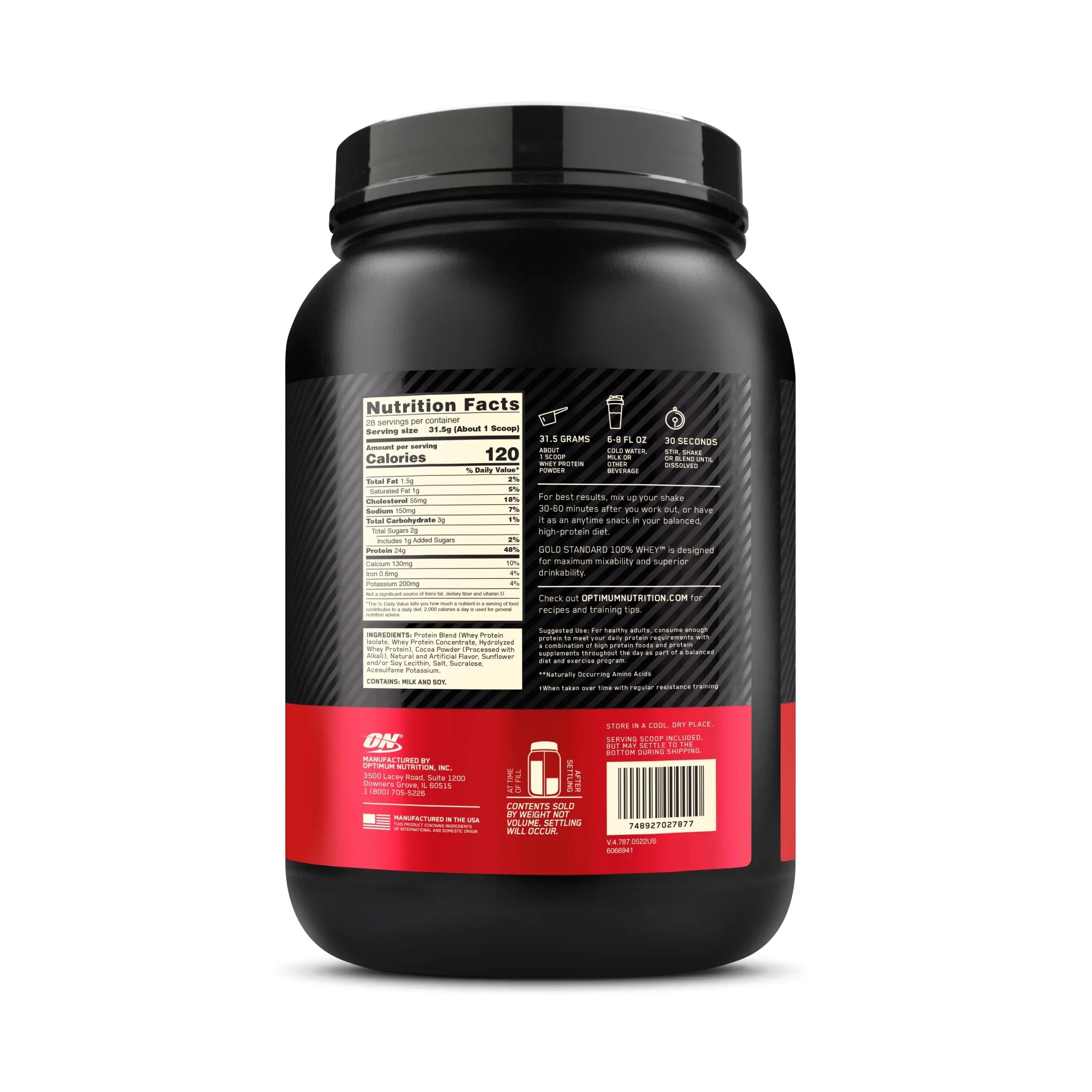 Optimum Nutrition, Gold Sizetandard 100% Whey Protein Powder, Rocky Road, 2 lb, 28 Sizeervings