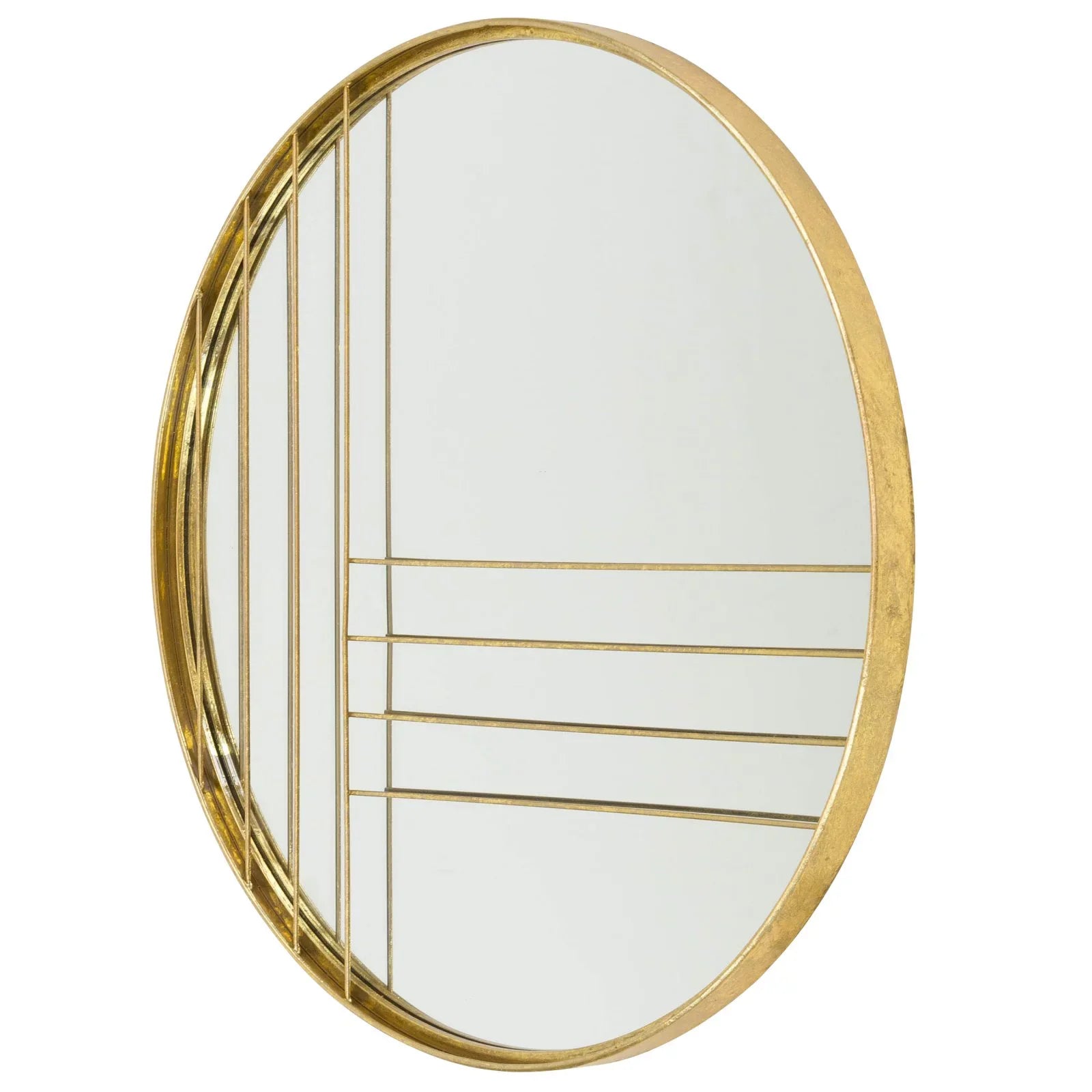 Aspire Home Accents Damis Modern Gold Leaf Metal Round Wall Mirror