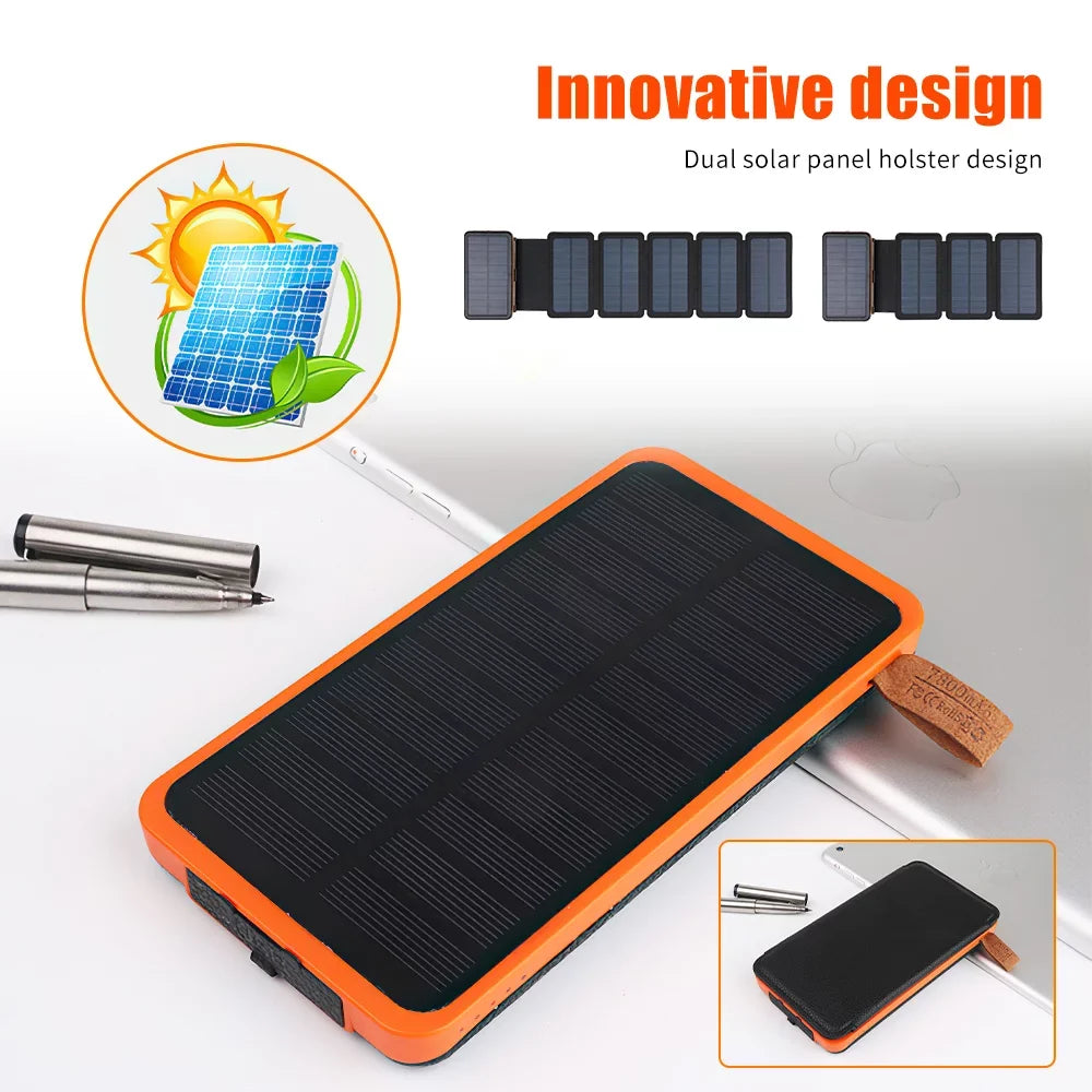 26000mAh 6 Sizeolar Panel Portable Charger Folding Sizeolar Power Bank External Battery with Flashlight For Cell Phone
