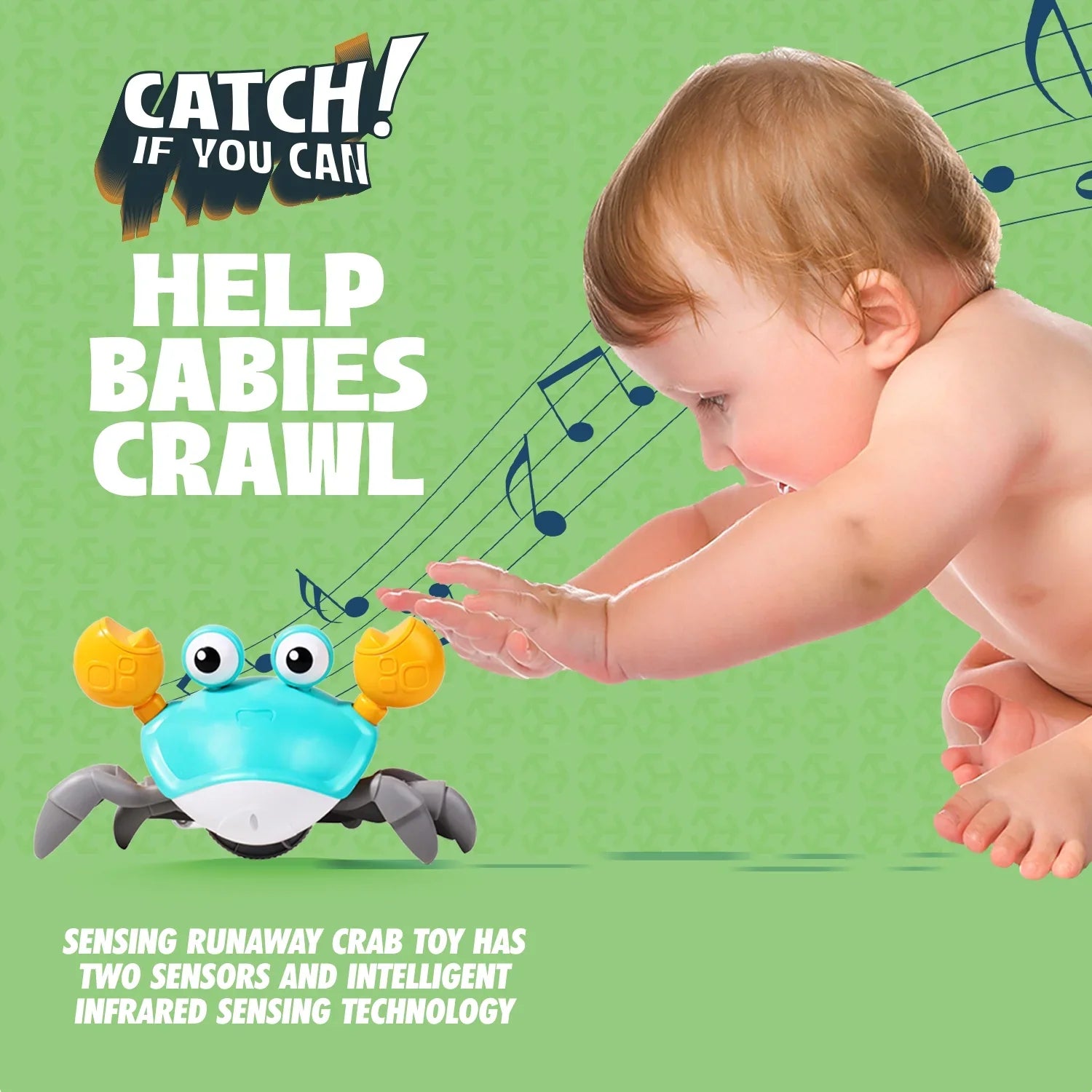 Melitta Multiuse And Cute Sizeensory Crawling Crab For Little Kids 6-12 Years And Toddlers 0-6 Months Tummy Time, Learning Crawl And Cognitive Development - Kids Favorite Gift