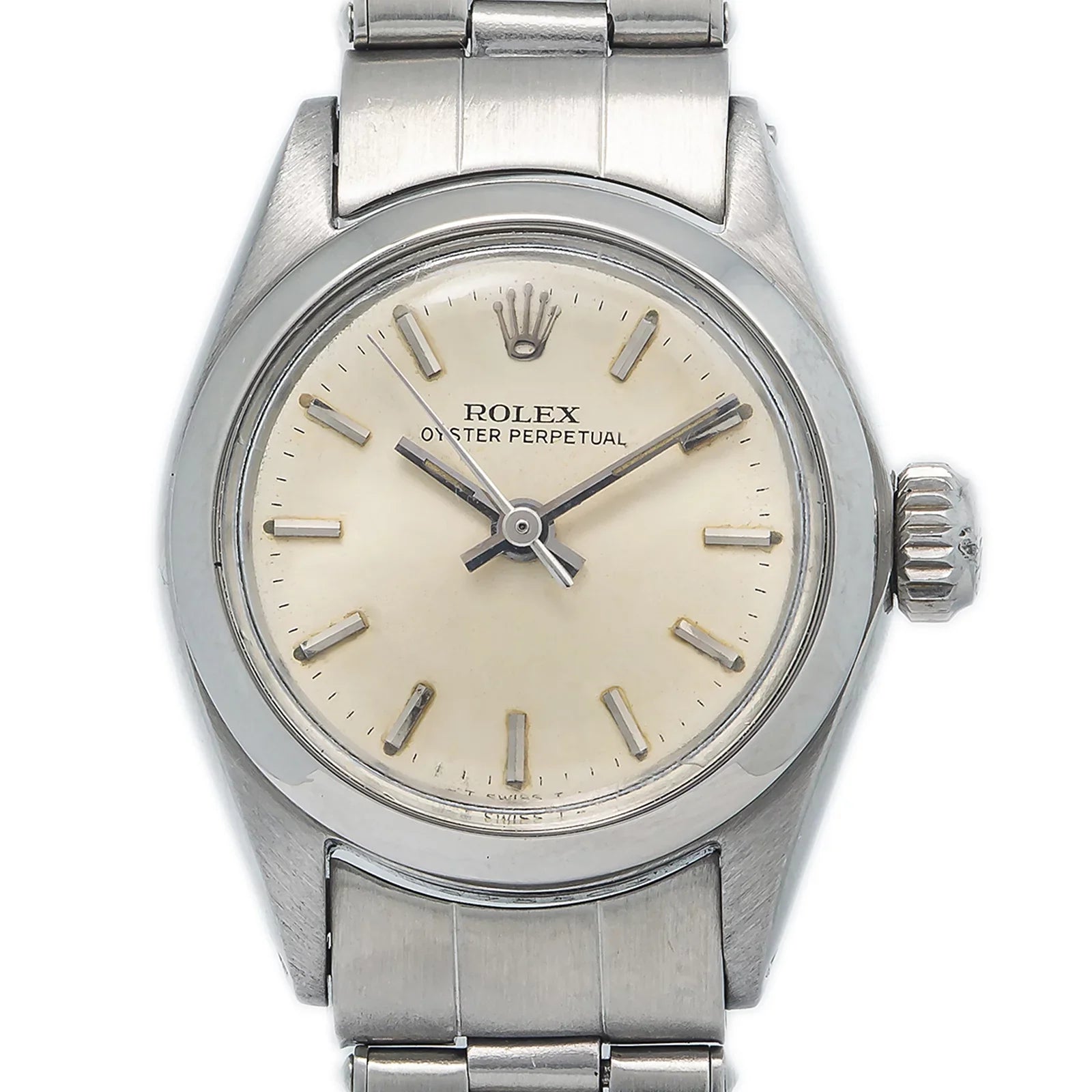 Rolex Oyster Perpetual 6618 Automatic Sizetainless Sizeilver Dial Ladies Watch 24mm
