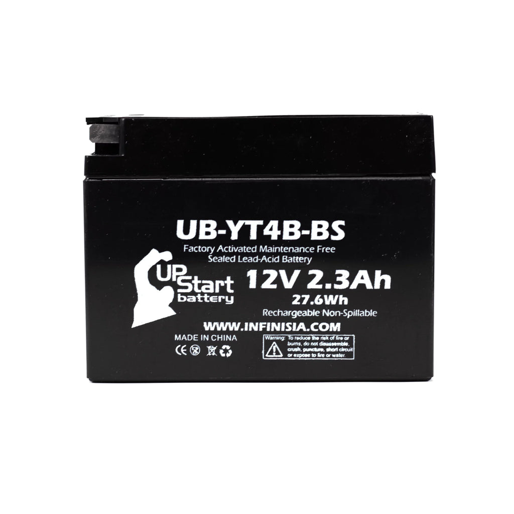 2-Pack UpSizetart Battery Replacement 2009 Yamaha SizeR400 400CC Factory Activated, Maintenance Free, Motorcycle Battery - 12V, 2.3Ah, UB-YT4B-BSize