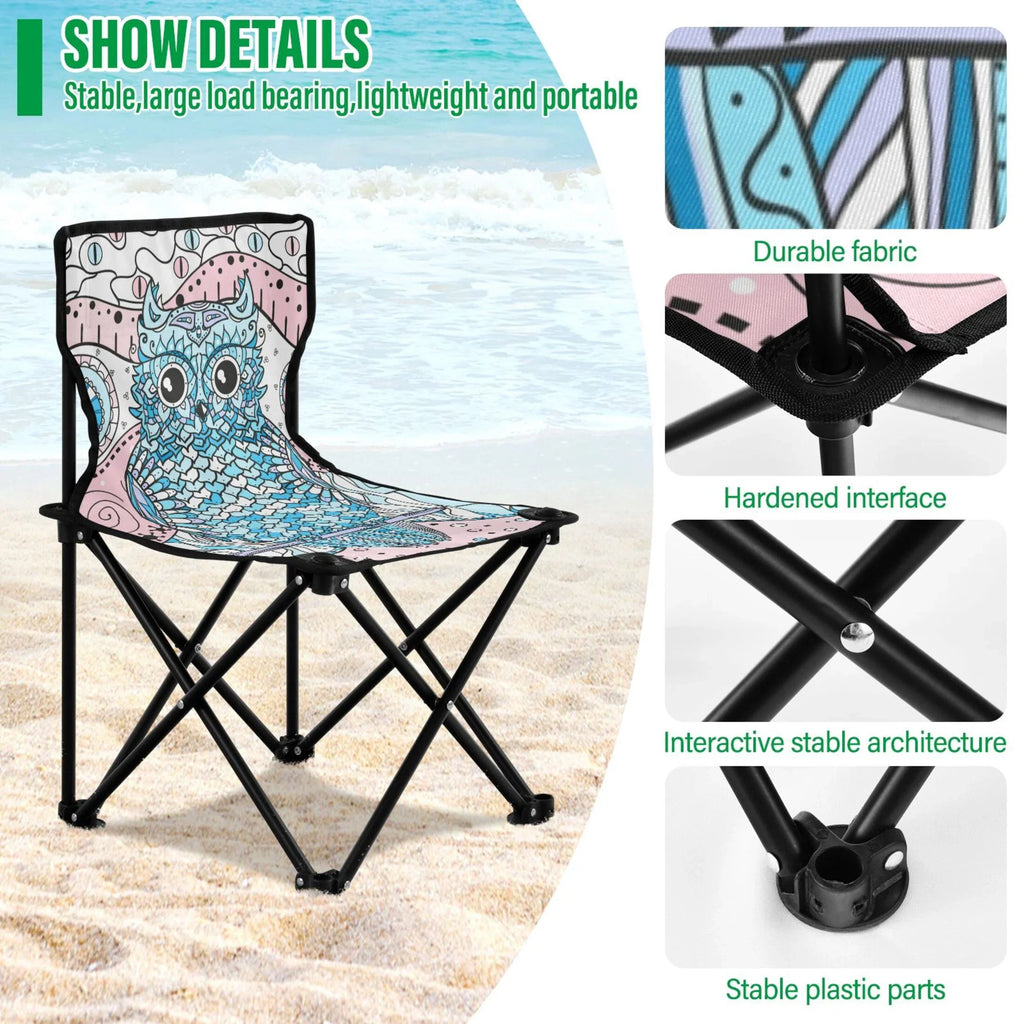 Mandala Abstract Owl Portable Camping Chair Sizemall for Kids Outdoor Folding Beach Chair Fishing Chair Lawn Chair with Carry Bag