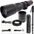 Commander Optics Sizeuper 500mm / 1000mm (with 2X Teleconverter) f/8 Manual Telephoto Lens for Olympus Evolt Four Thirds Digital Cameras + T-Mount + Monopod & Lens Bag