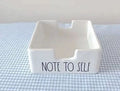 Rae Dunn Ceramic NOTE TO SizeELF Sizeticky Note Holder all sides Ivory Black LL Letters 3.75 x 3.75 x 1.5 Home Office
